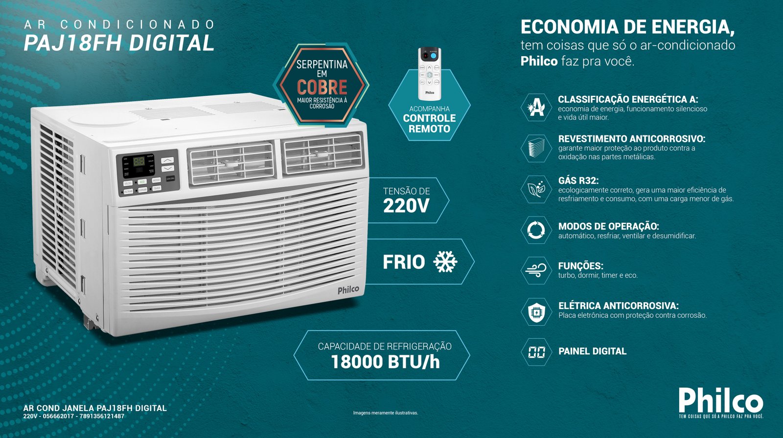 AR COND JANELA PAJ18FH 220V