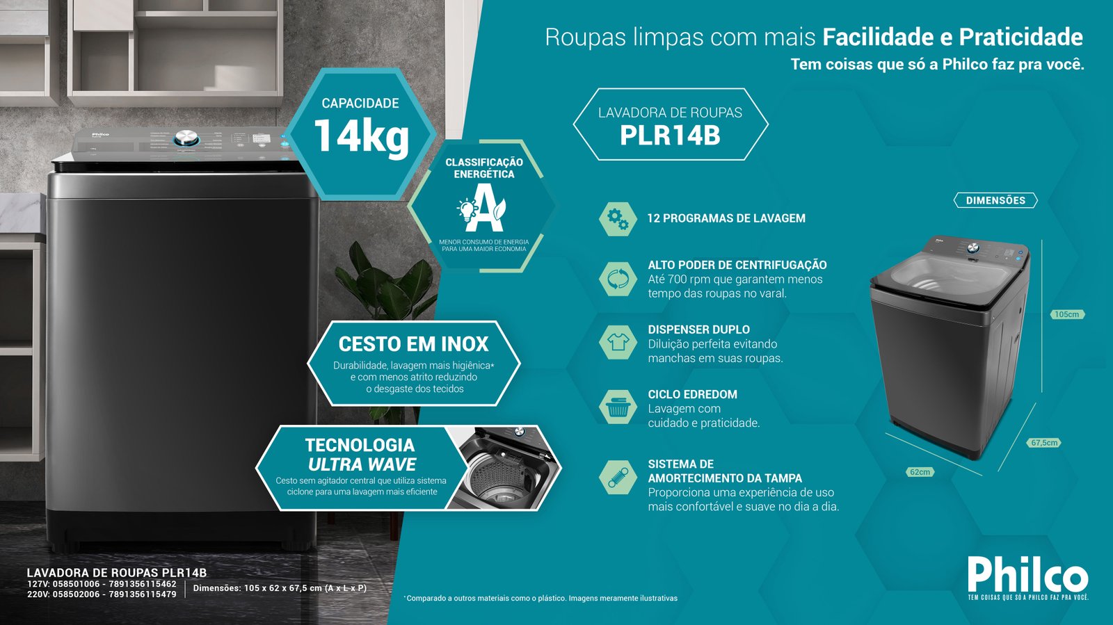 LAVADORA DE ROUPAS PLR14B 127V