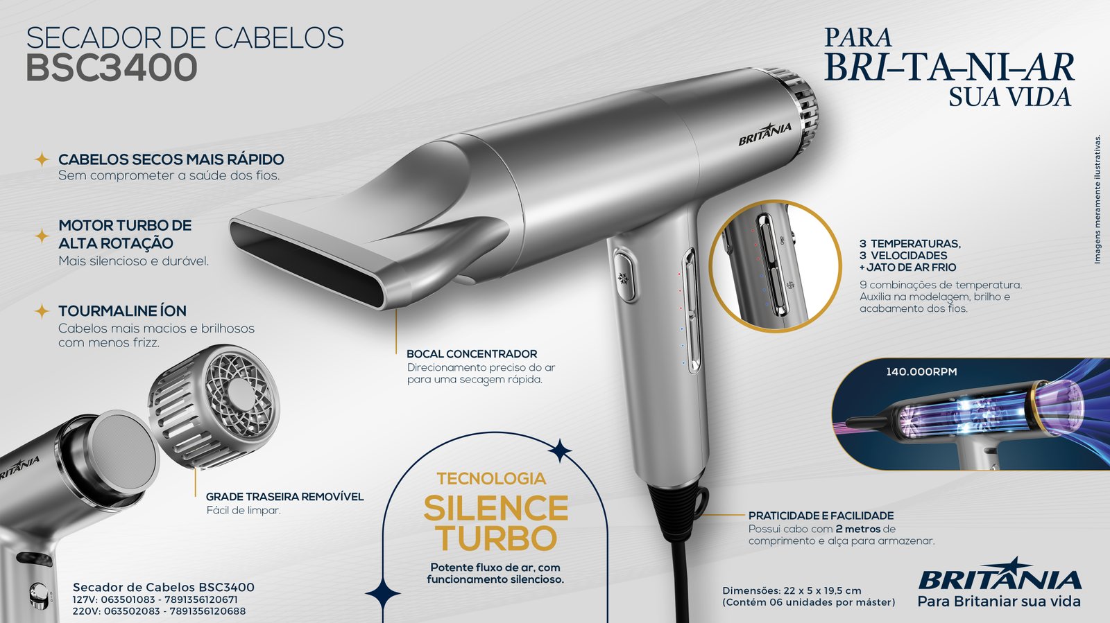 SECADOR DE CABELOS BSC3400 127V