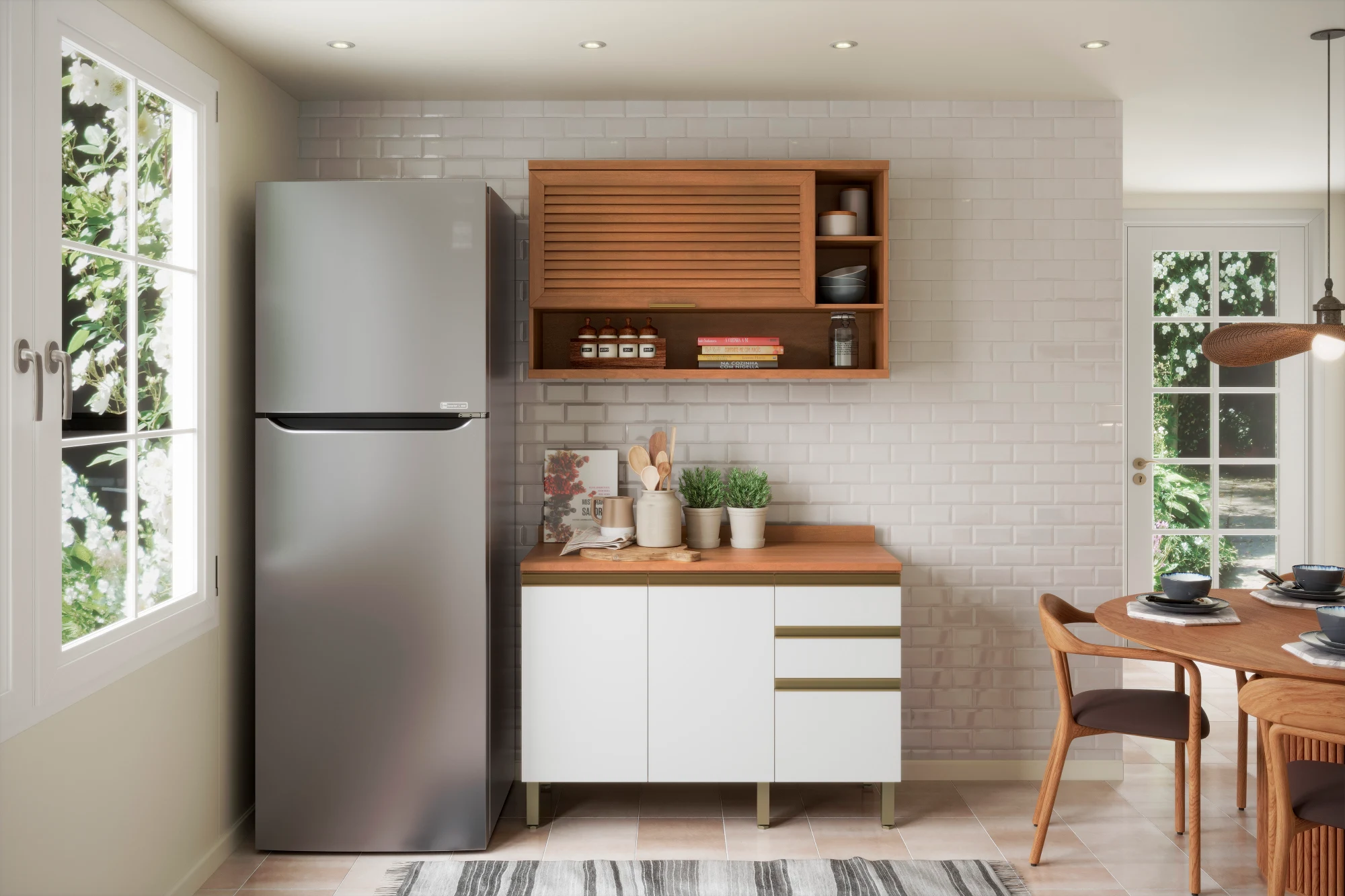 COZINHA MACADAMIA 01-2700MM 5PT 1PT RP FREIJO/BRANCO