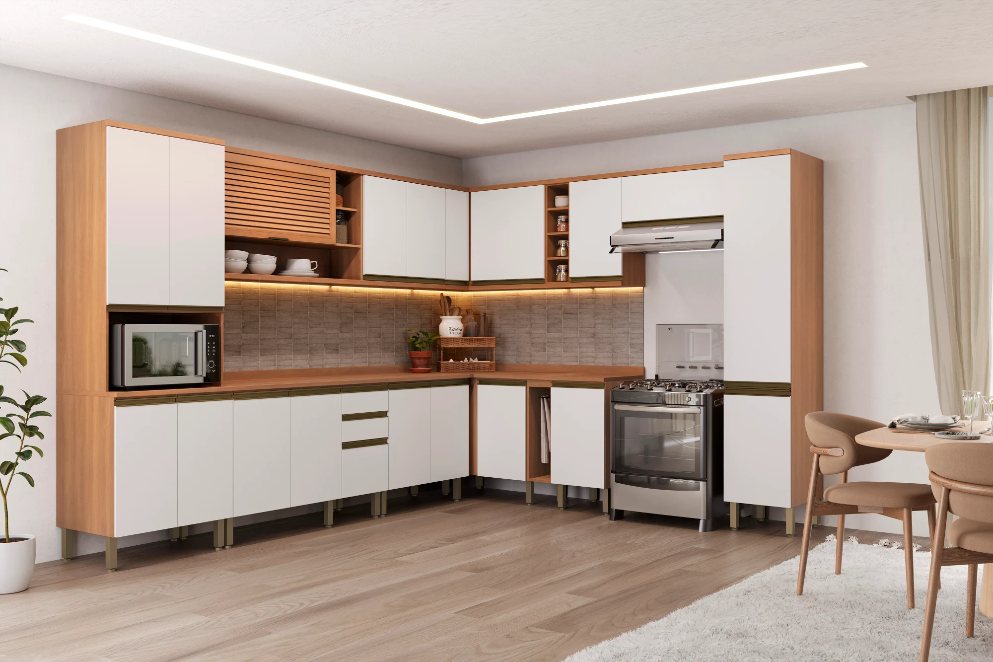 COZINHA COMPLETA 77 STAR NEW BRANCO - 3 VID C/BALC S/TAM 2 GV 1 F FALS
