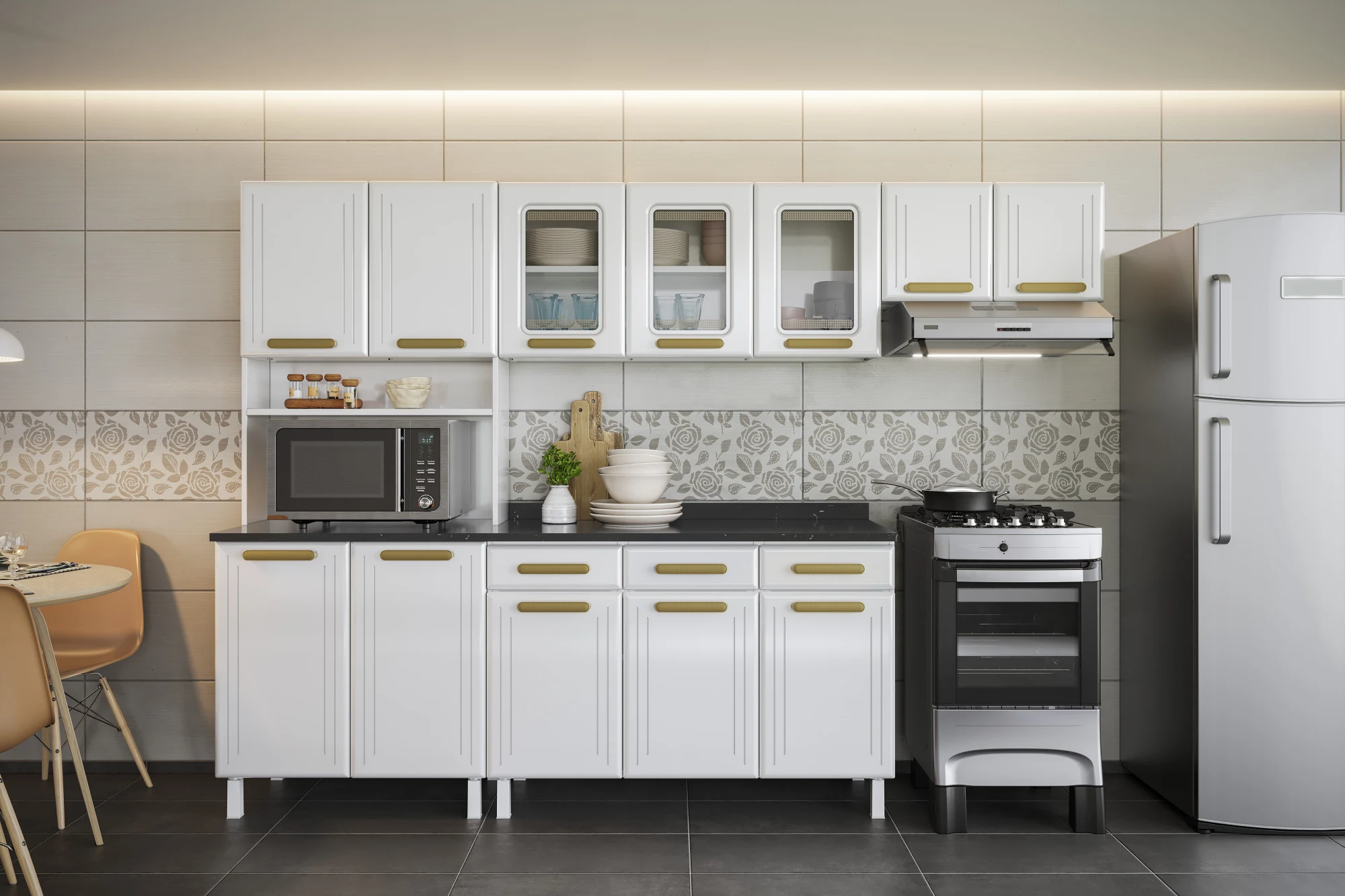 COZINHA COMPACTA 95 AGATA BRANCO - 3 VID 3 GV KIT P/MICRO