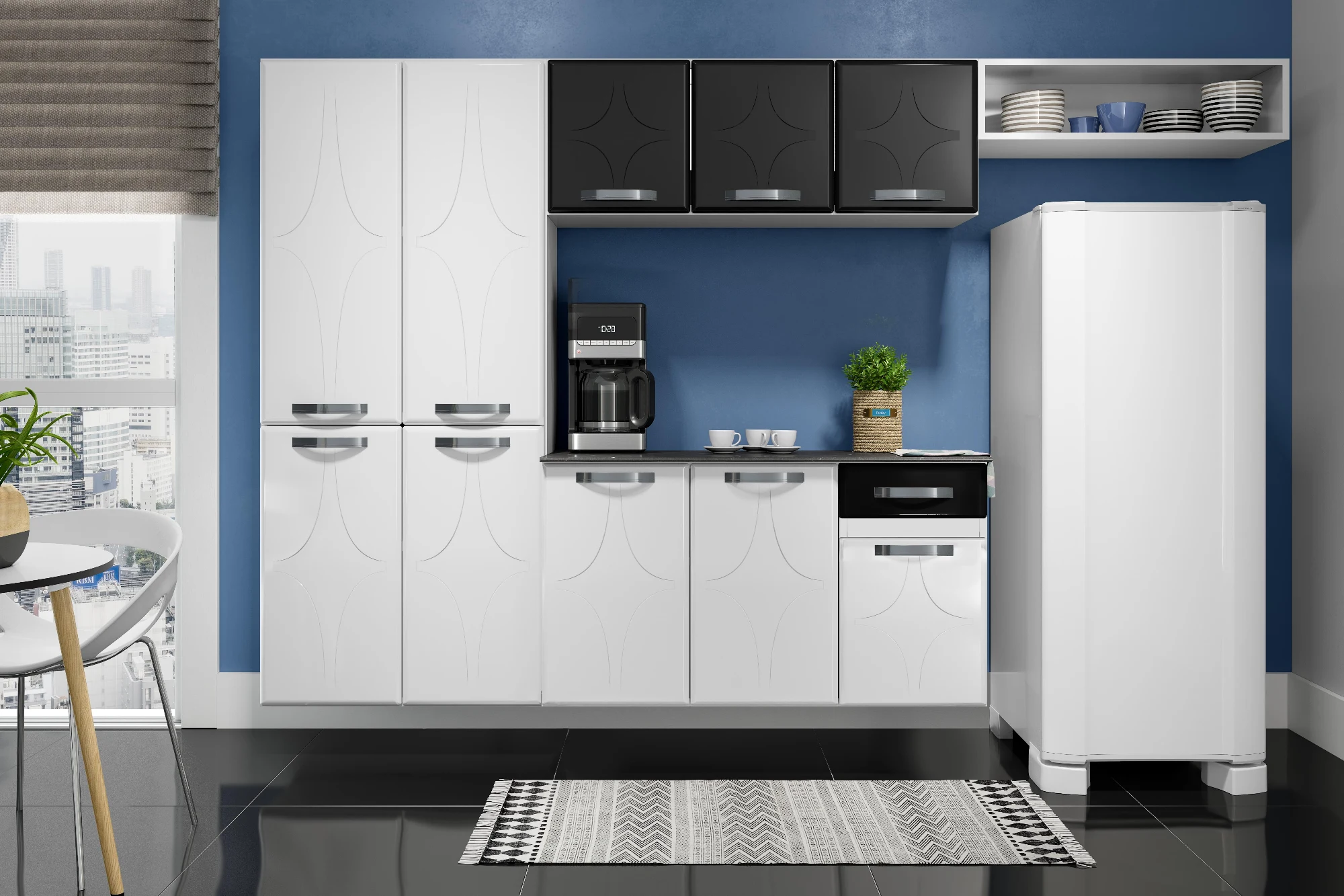 COZINHA COMPACTA 09 DIAMANTE NEW SMART BRANCA - NICHO S/VID