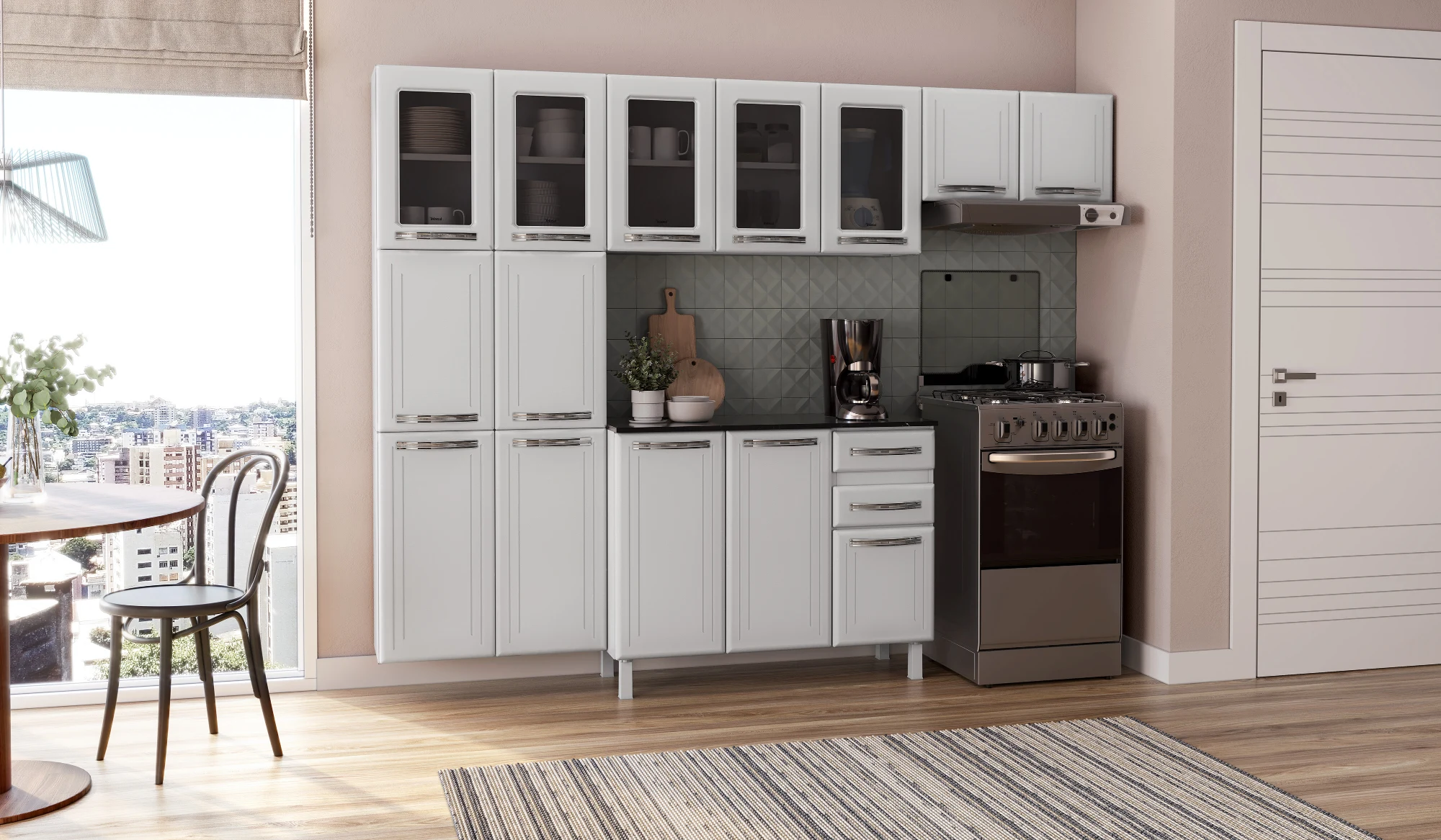 COZINHA ESMERALDA COMPACTA 12 BRANCO COM BALCAO SUSP 1 GV