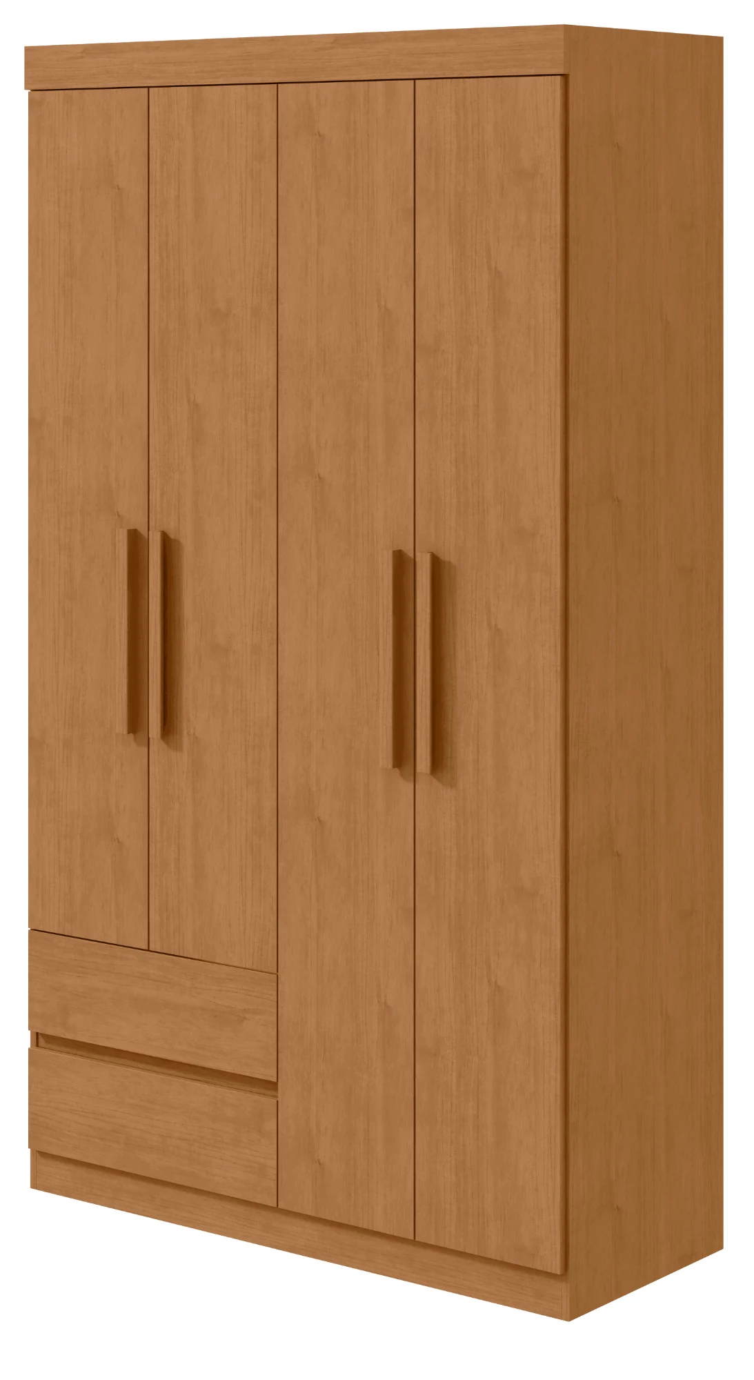 Guarda-roupa Zeus 4 Portas c/ Espelho - Amêndoa Clean