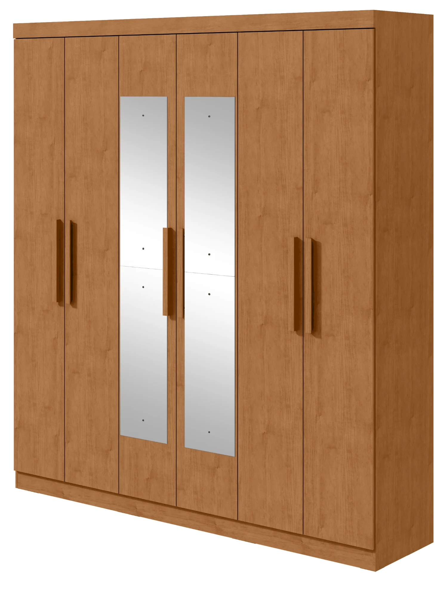 Guarda-roupa Jazz 6 Portas c/ Espelho - Amêndoa Clean
