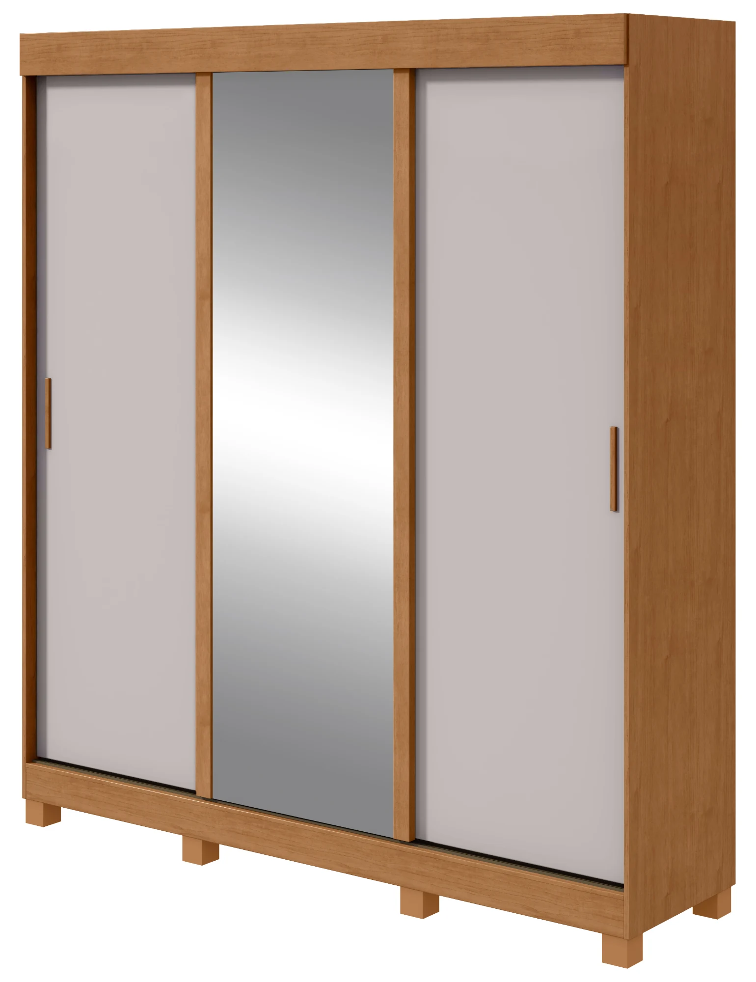 Guarda-roupa Saion 3 Portas c/ Pés - Amêndoa Clean / Off White