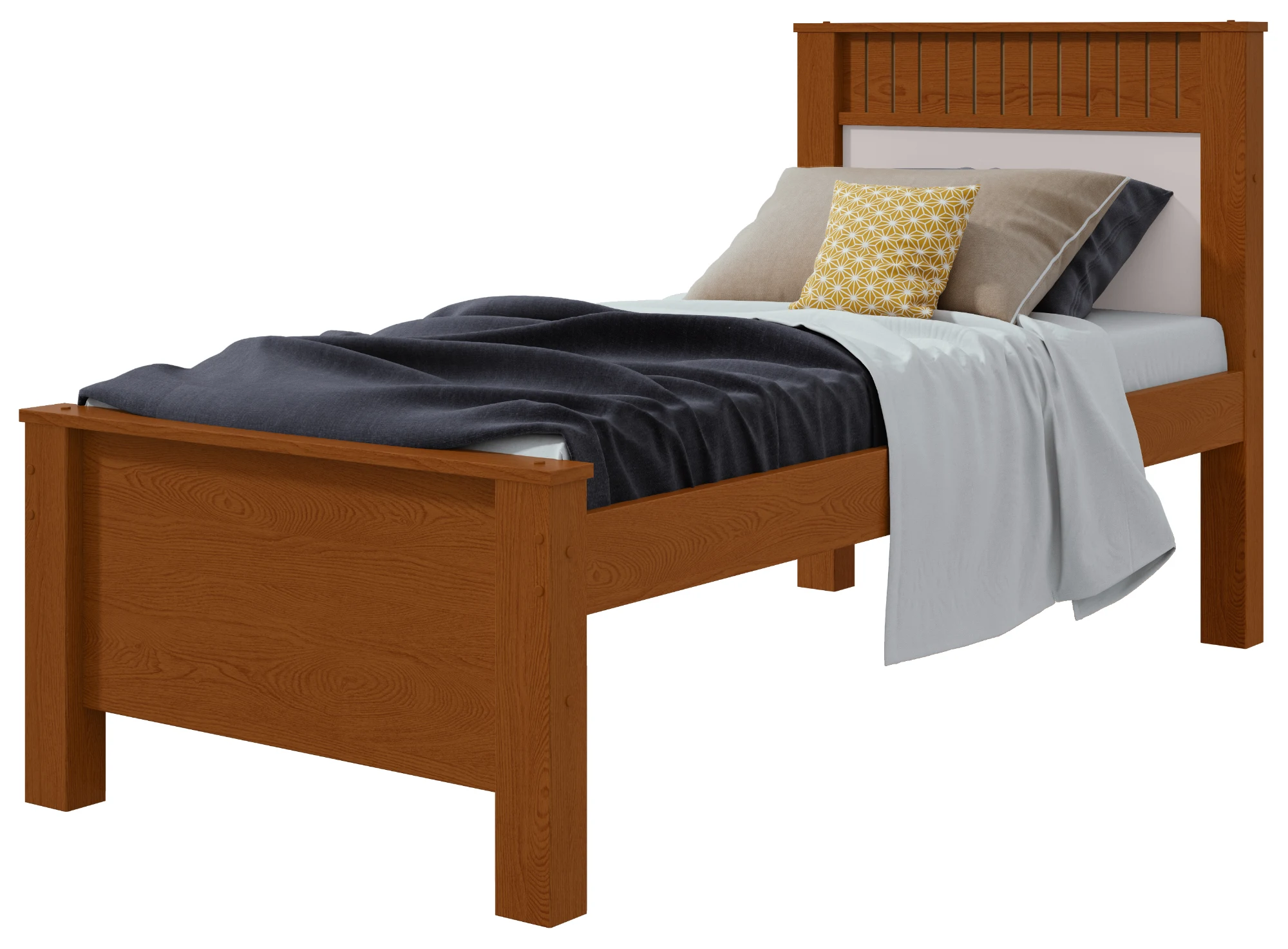 Cama Solteiro Athenas c/ Cama Auxiliar - Frassino / Off White