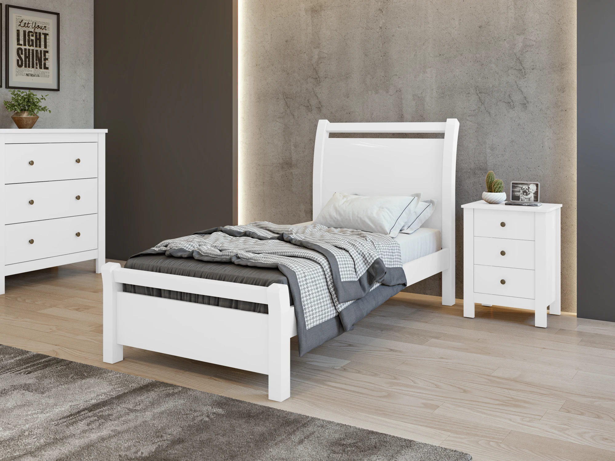 Cama Solteiro Reali - Branco