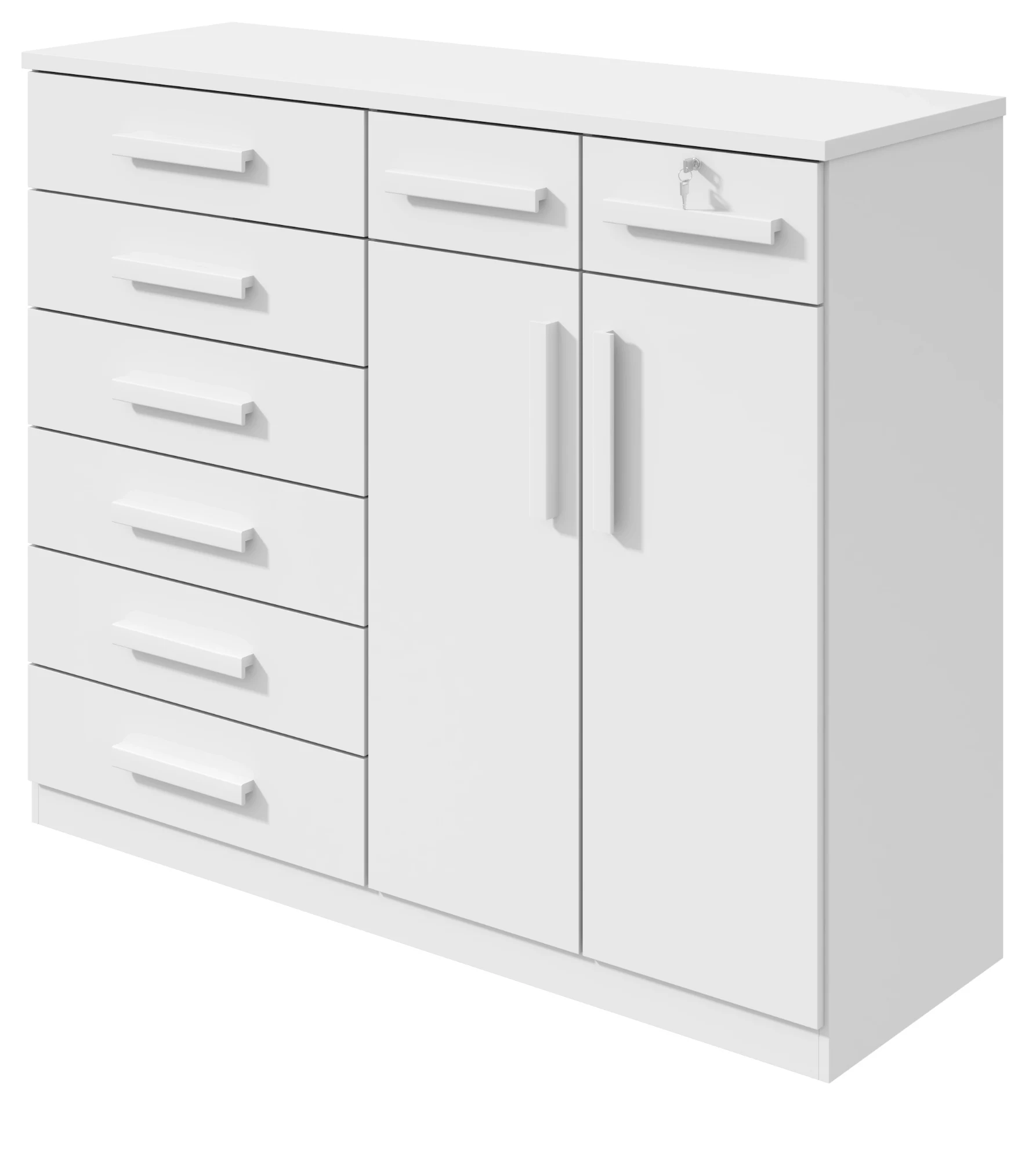 Cômoda Toronto 8 Gavetas e 2 Portas - Branco