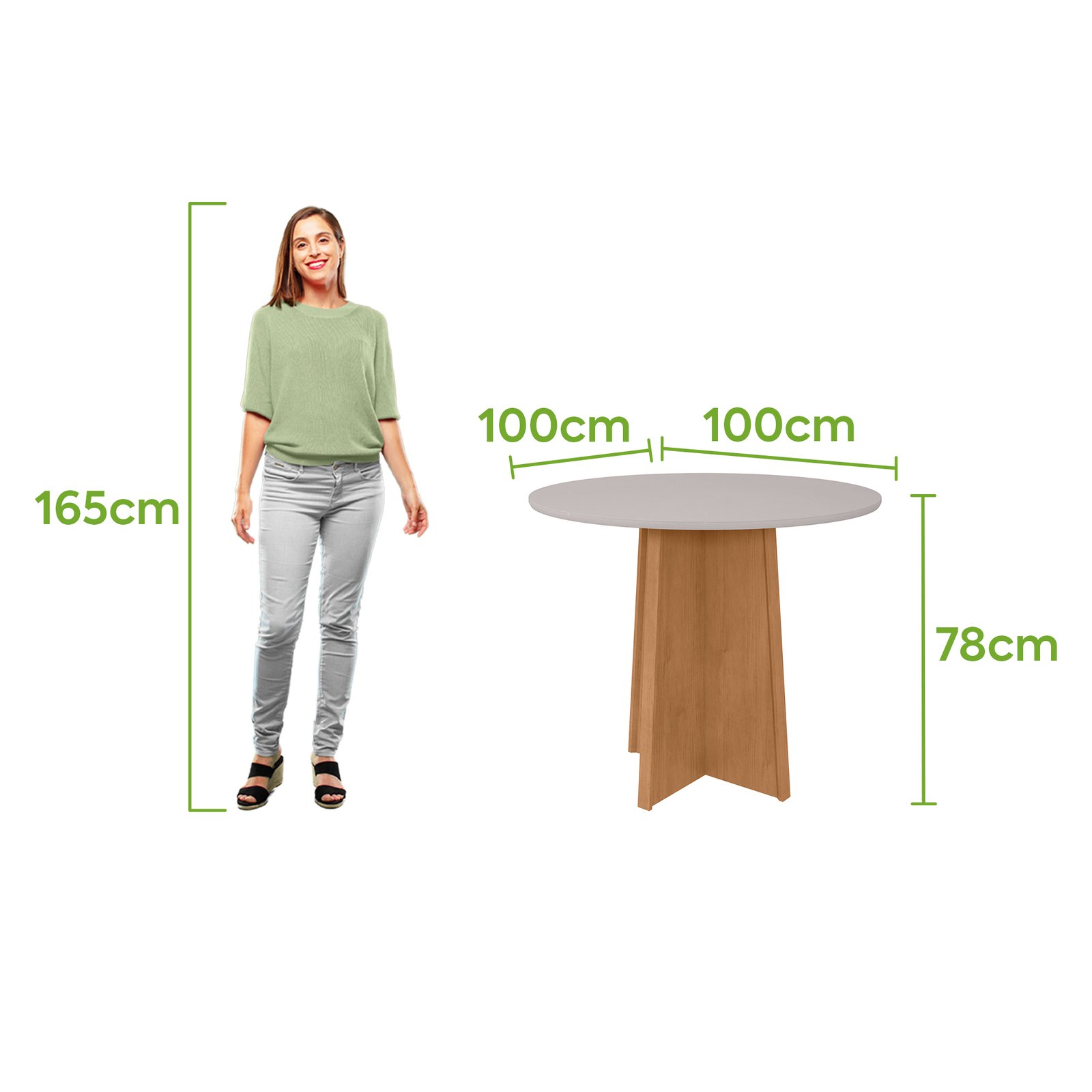 Mesa Redonda Celebrare 100 cm - Amêndoa Clean / Off White