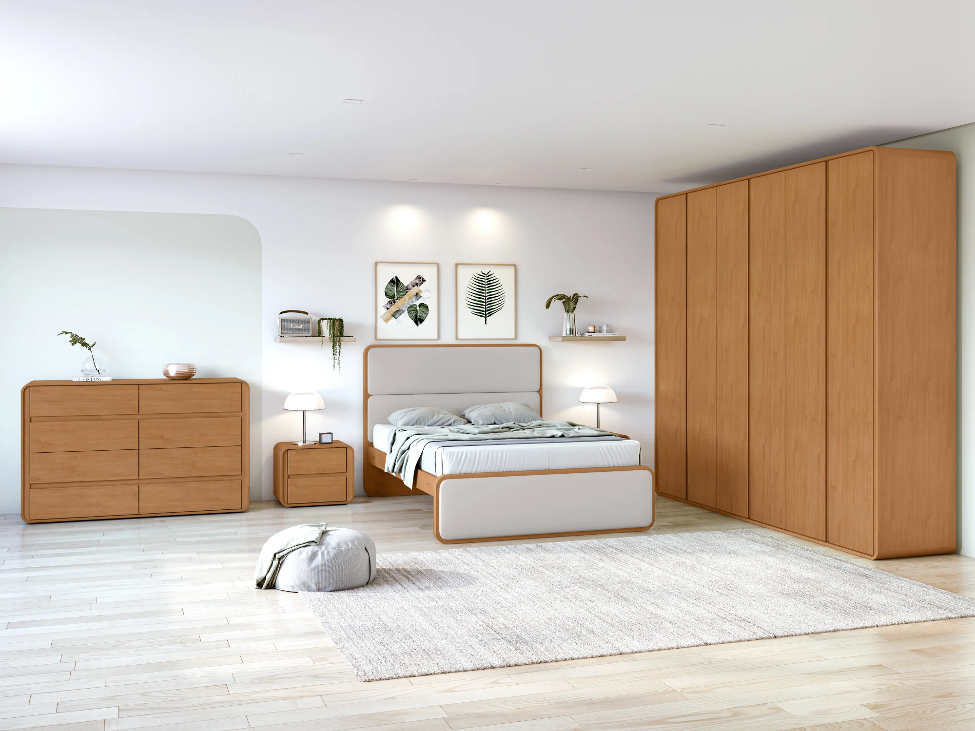 Cama Casal Loop - Amêndoa Clean