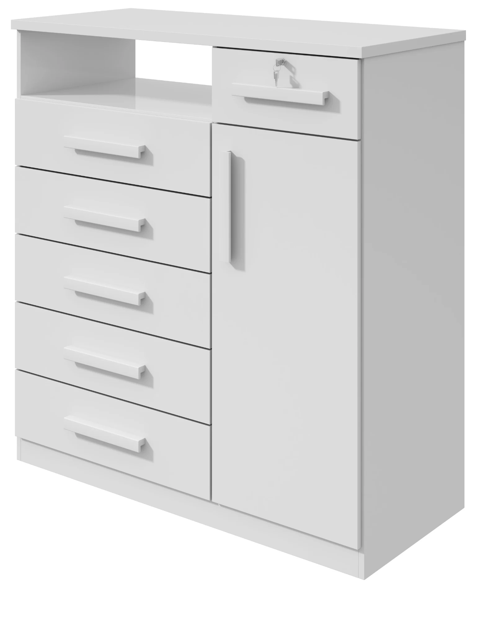 Cômoda da Vinci 6 Gavetas e 1 Porta c/ Pés - Branco