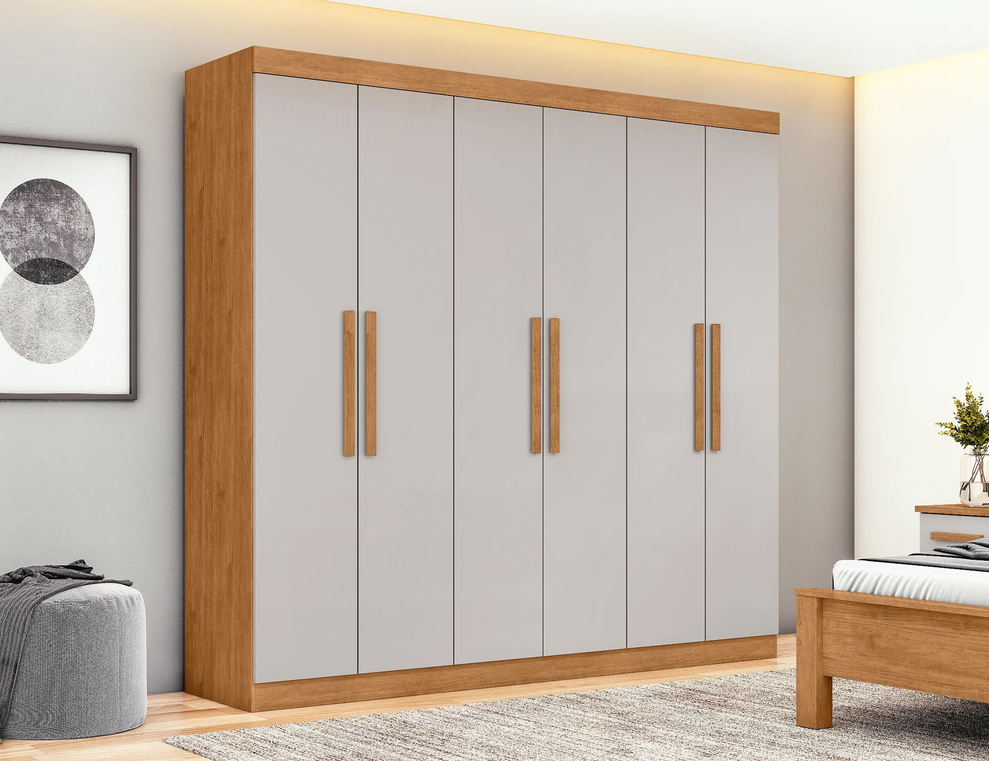 Guarda-roupa Andara Soft 6 Portas - Amêndoa Clean / Off White