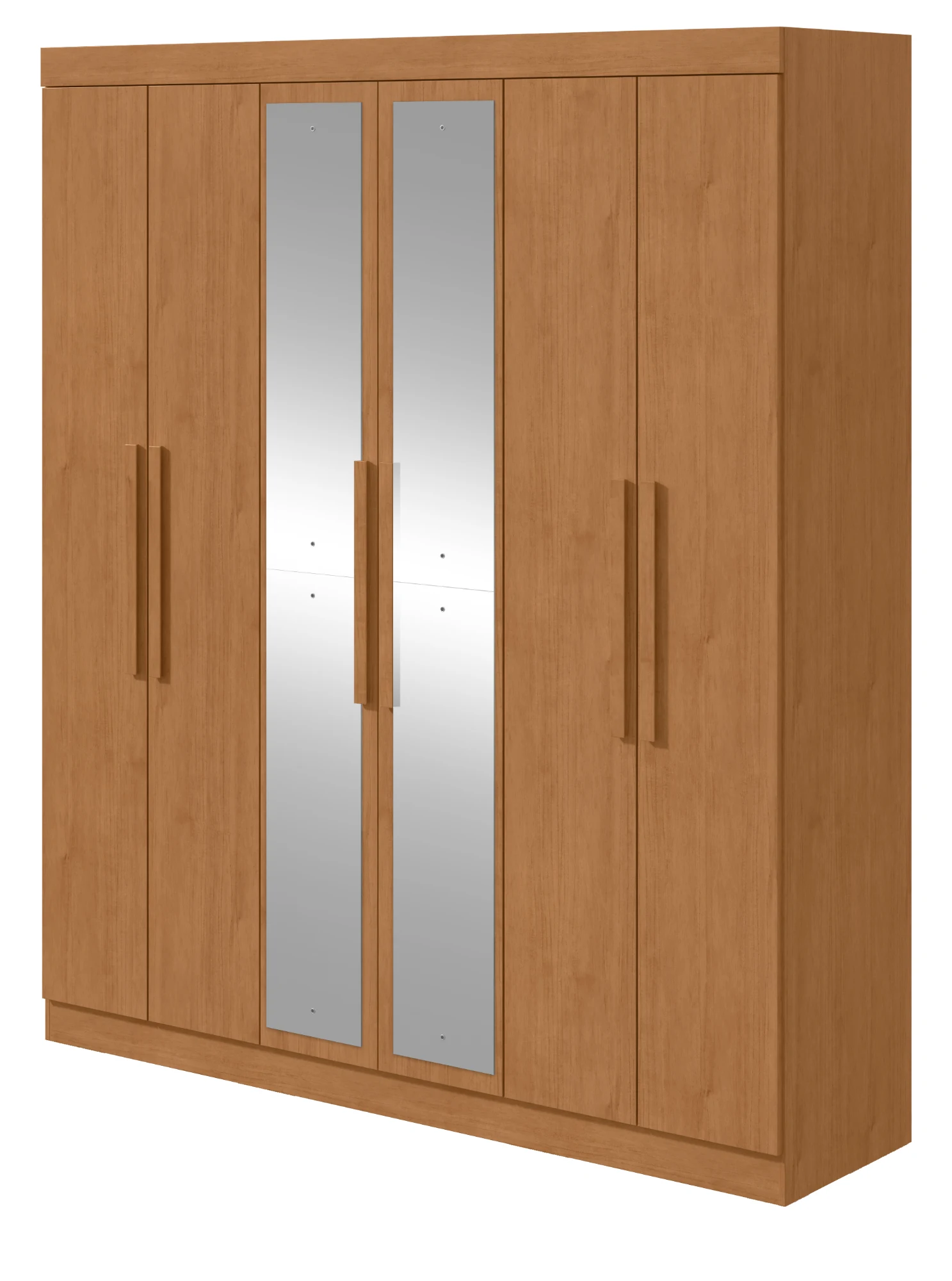 Guarda-roupa Andara Soft 6 Portas c/ Espelho - Amêndoa Clean