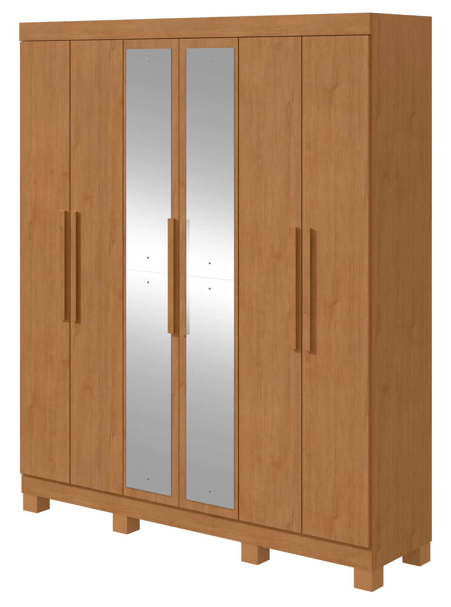 Guarda-roupa Andara Soft 6 Portas c/ Espelho - Amêndoa Clean