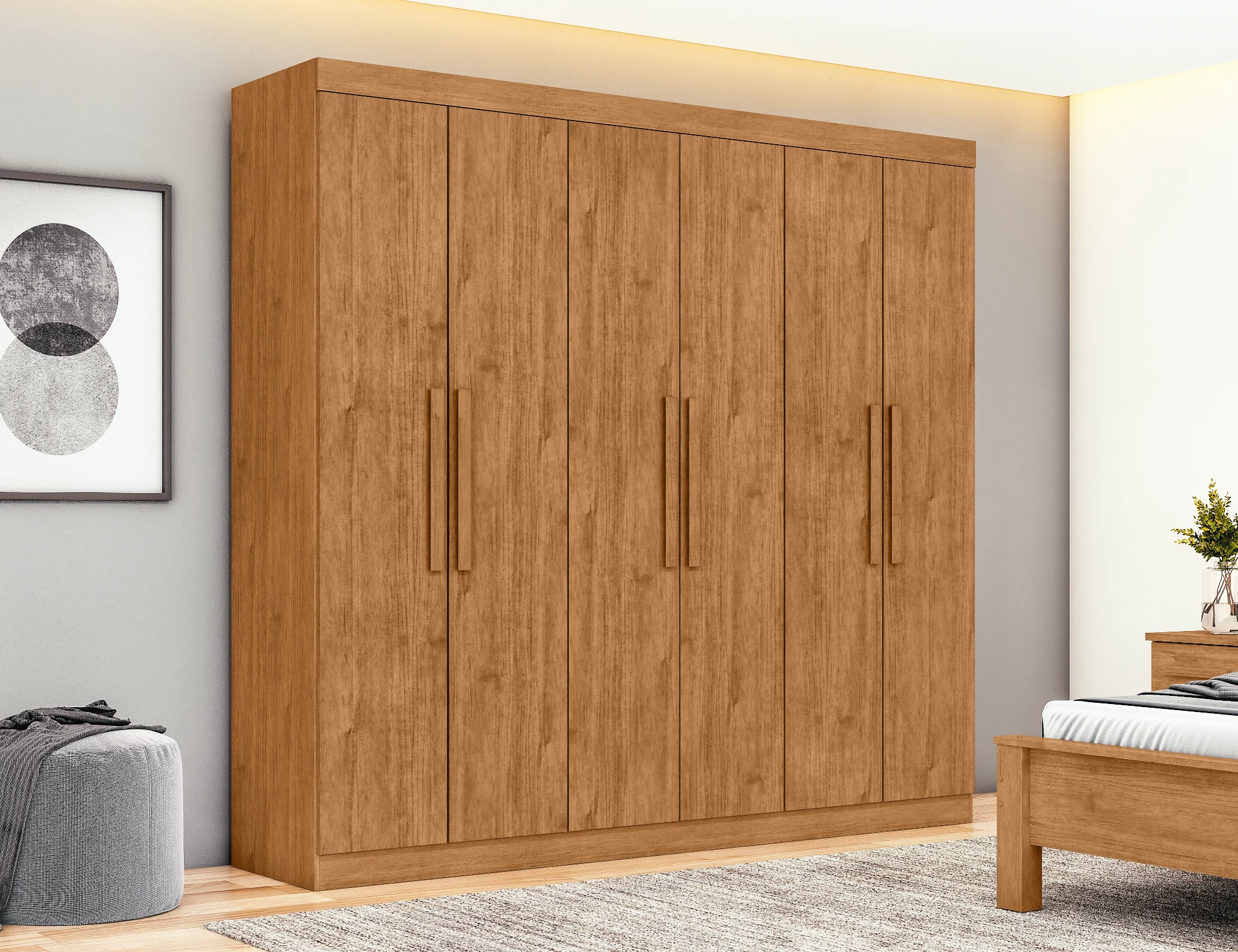 Guarda-roupa Andara Soft 6 Portas s/ Espelho - Amêndoa Clean