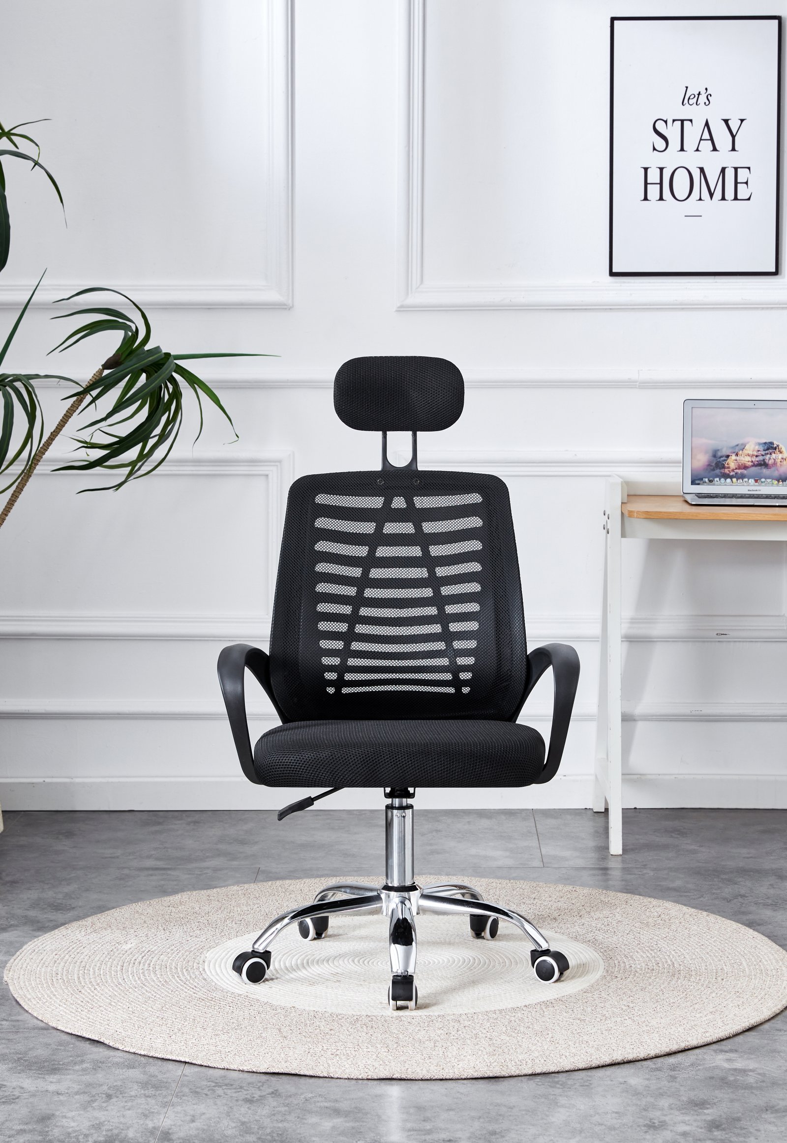 CADEIRA OFFICE VEGA  COM ENCOSTO DE CABEÇA PRETA