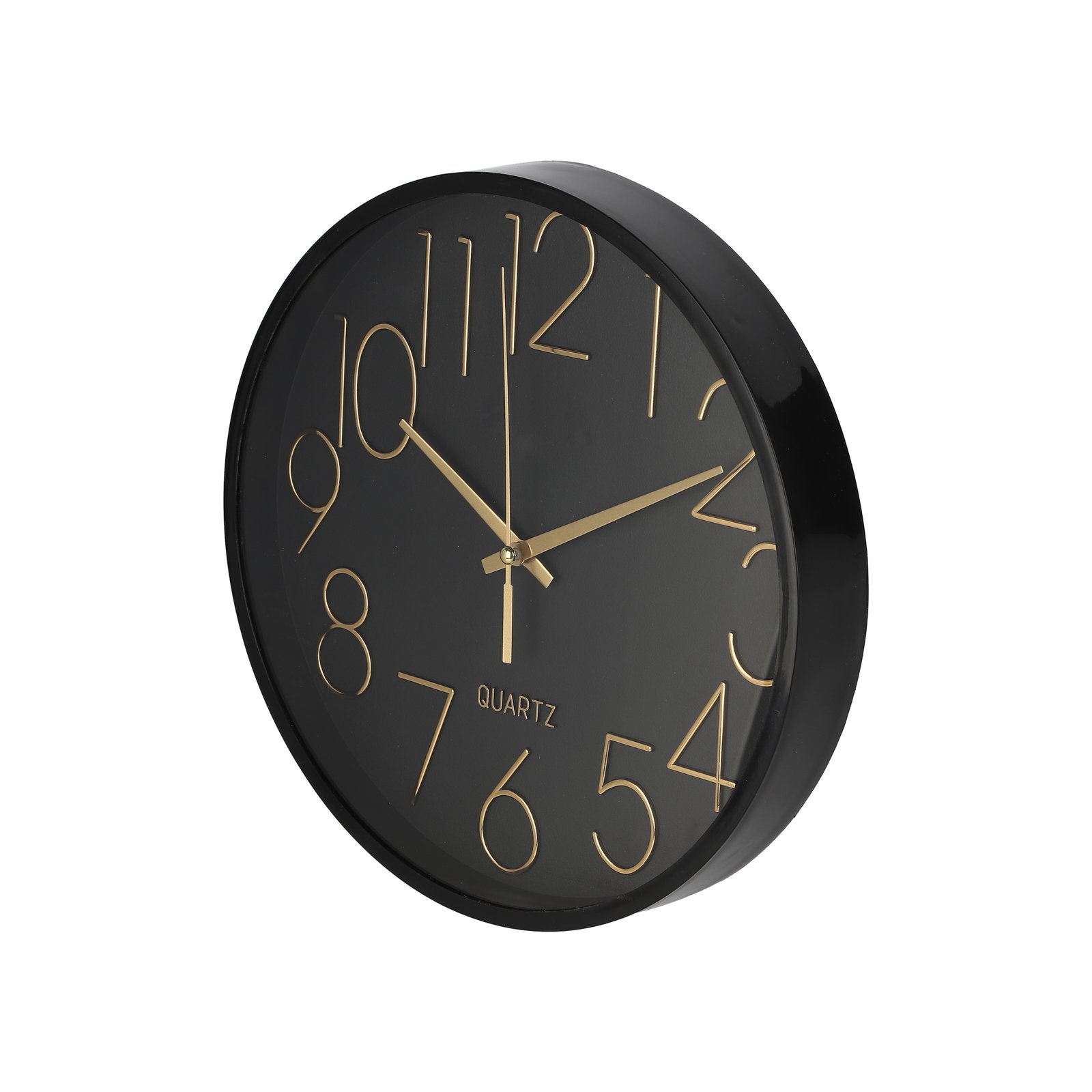 RELOGIO DE PAREDE PRETO COM NUMEROS DOURADOS
DIÂMETRO - 24CM