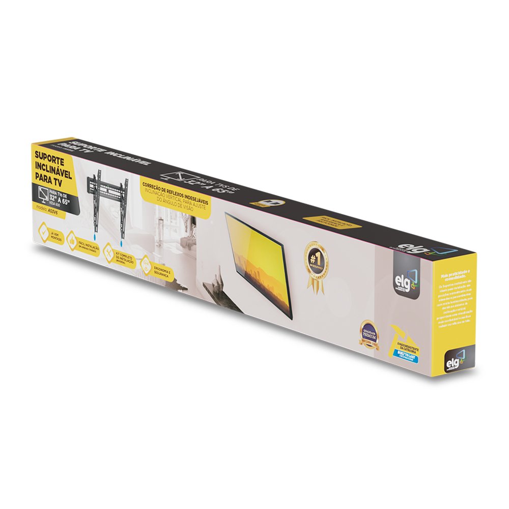 SUPORTE INCLINAVEL DE PAREDE PARA TVS DE 32" A 86" - A03V6