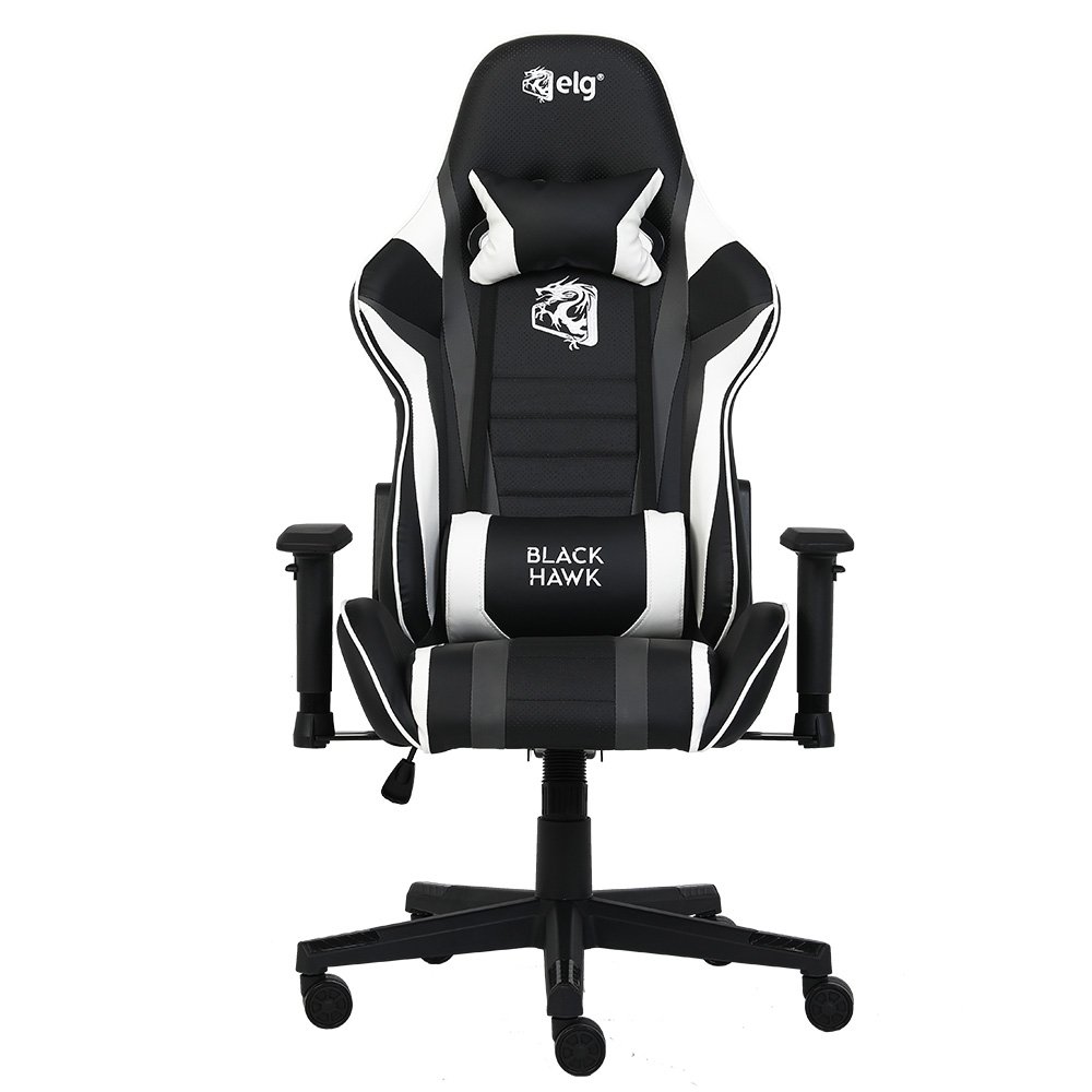 CH05BK - CADEIRA GAMER BLACK HAWK C/APOIO CERVICAL - ENCOSTO RECLINÁVEL - APOIO DE BRAÇOS - AJUSTE DE ALTURA  - PRETO - ELG
