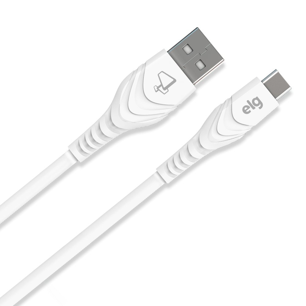 TC12W - CABO 3A USB TIPO-C EMBORRACHADO - 1,2 METRO - BRANCO - ELG