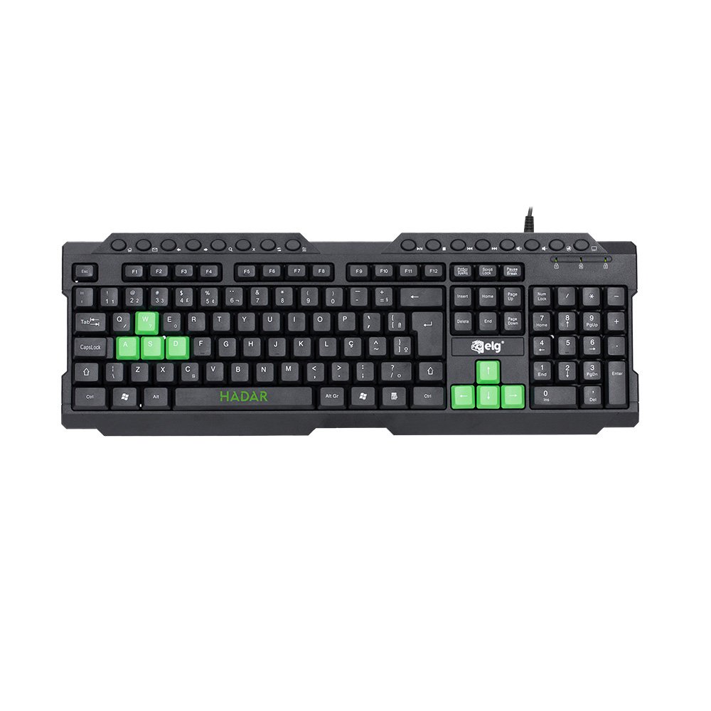 Teclado Gamer ELG Hadar com Membrana, Anti-Ghosting, Teclas Multimídia, Layout ABNT2, Preto, Pincel de Limpeza Incluso - TGHD