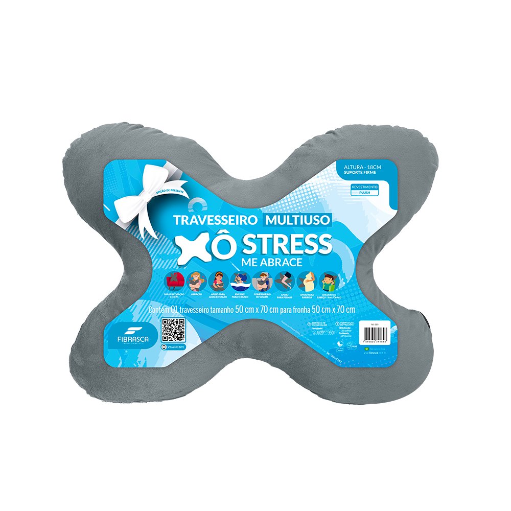 TRAVESSEIRO XO STRESS FIBRA GRAFITE 50X70