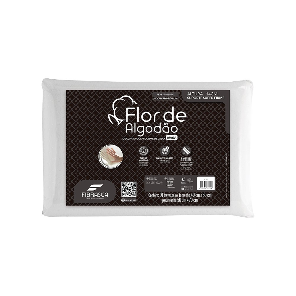 TRAVESSEIRO NASA SUPER FLOR DE ALGODÃO 40X60X14
