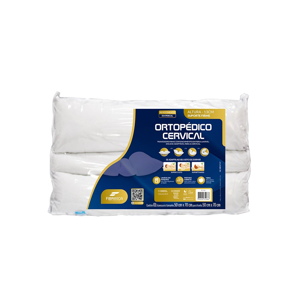 TRAVESSEIRO ORTOPÉDICO CERVICAL FIBRA 50X70X13