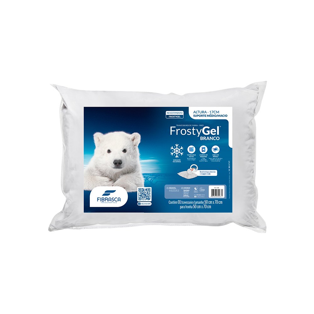 TRAVESSEIRO FROSTYGEL FIBRA BRANCO 50X70
