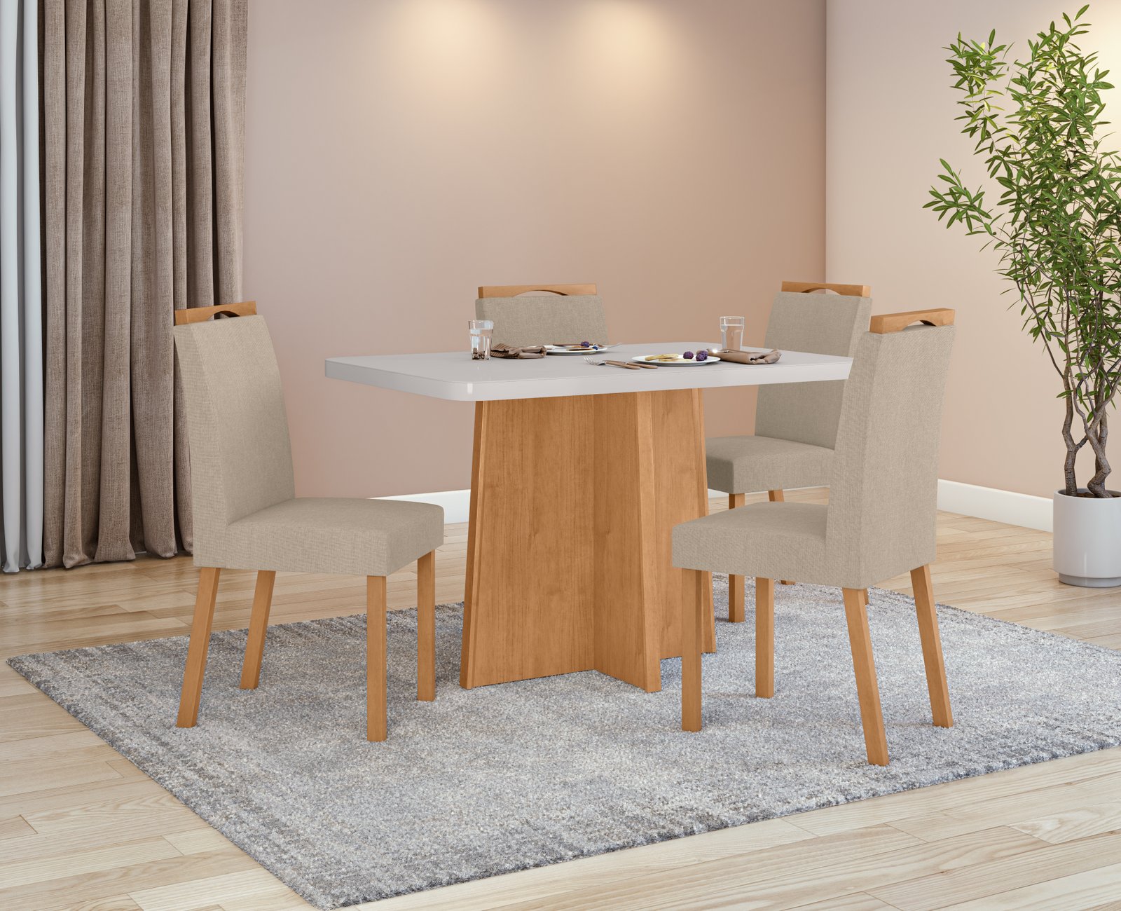 Mesa Tessera 120 cm c/ 4 Cadeiras