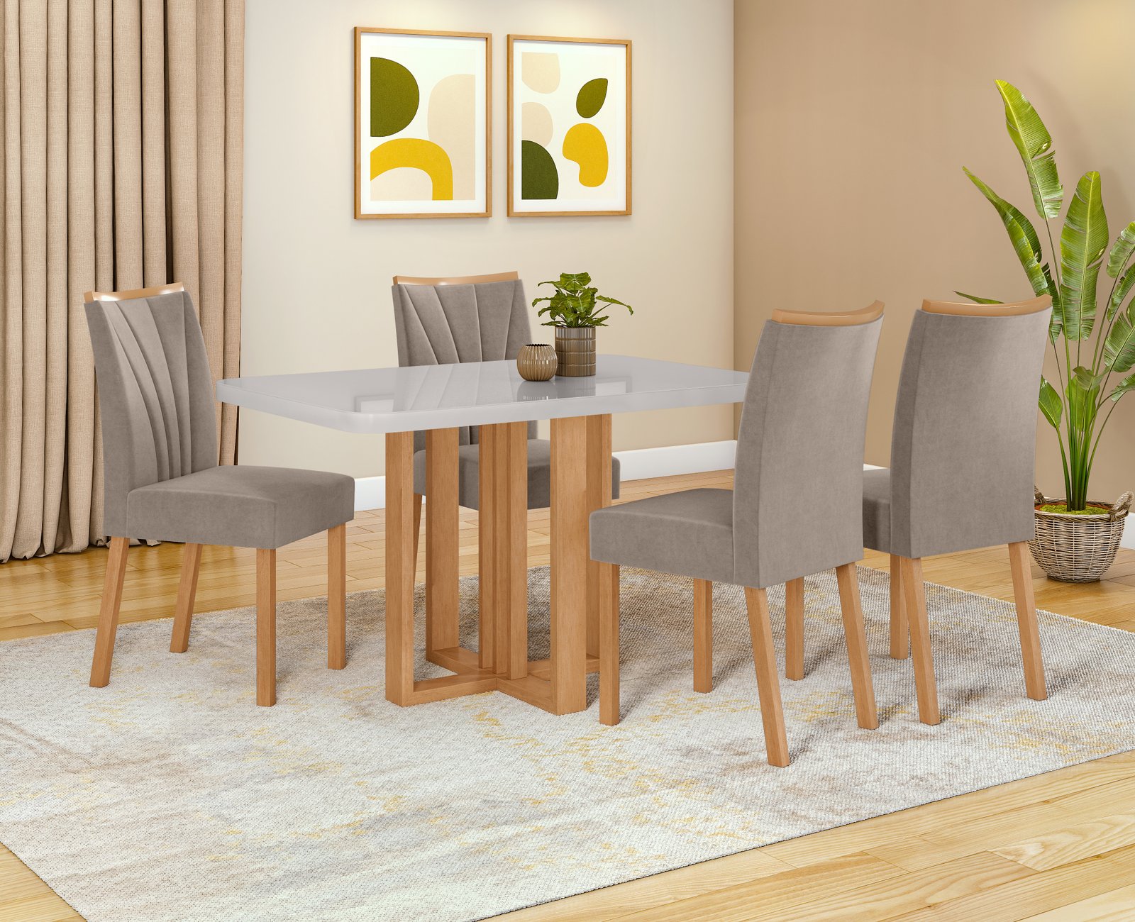 Mesa Tessera 120 cm - Amêndoa Clean / Off White