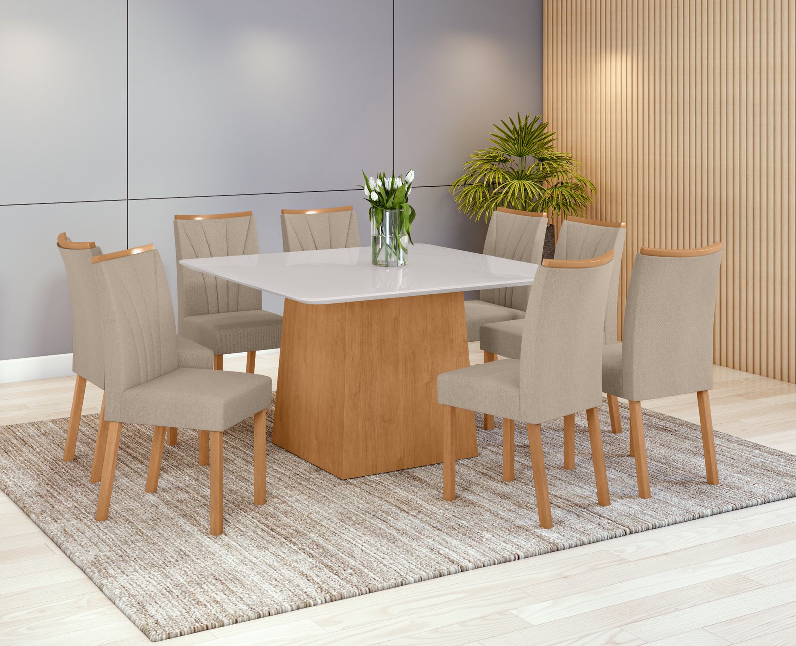 Mesa Nevada Plus Cant.copo 130 cm c/ 8 Cadeiras