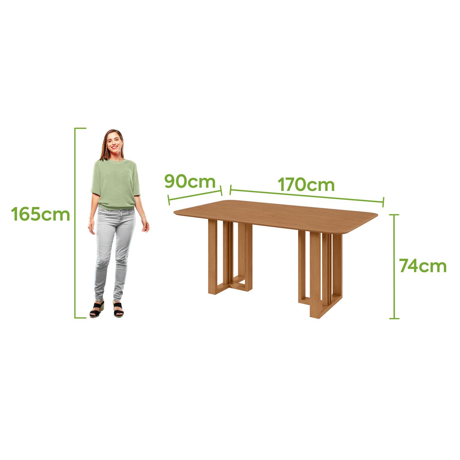 Mesa Tessera 170 cm s/ Vidro - Amêndoa Clean