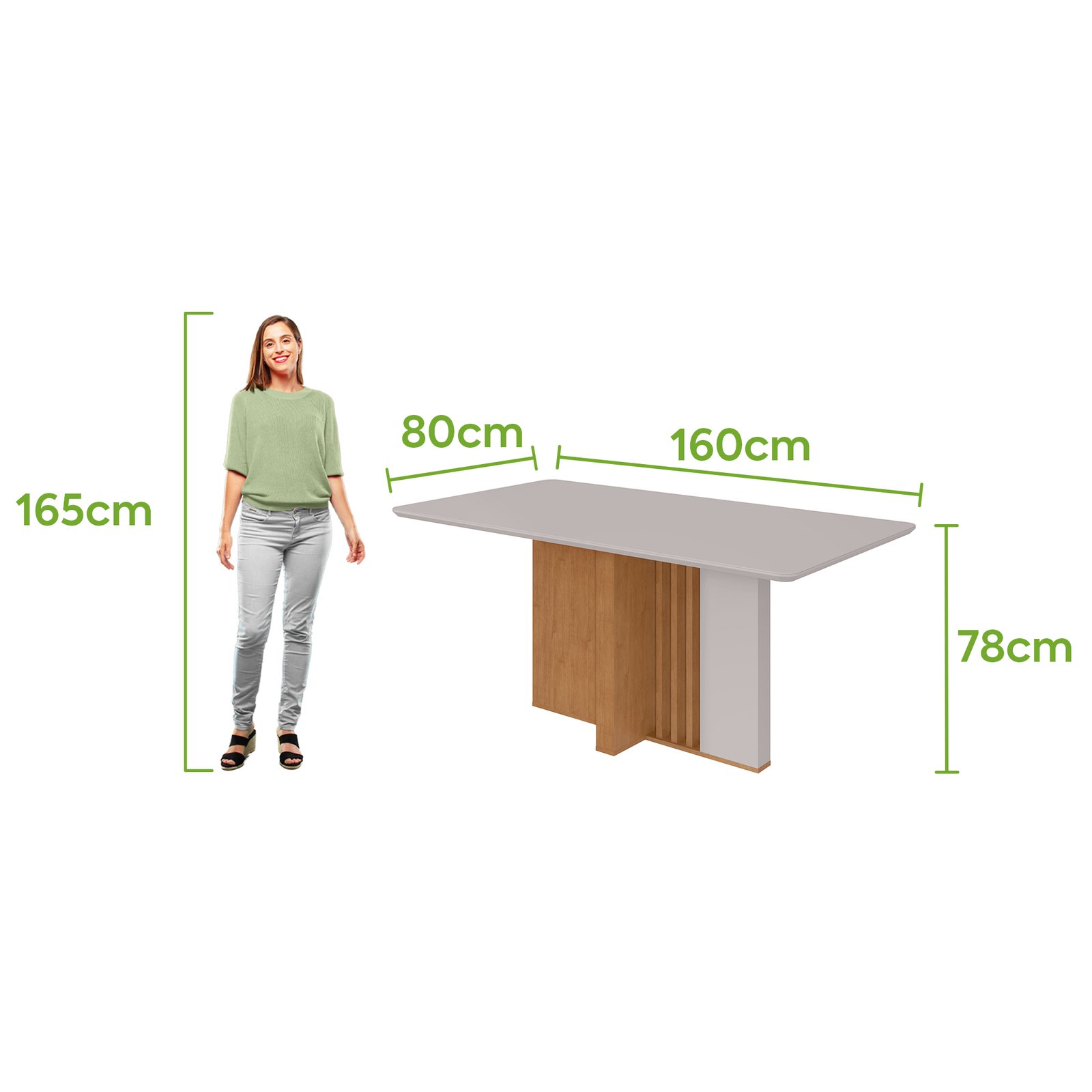 Mesa Astrid . 160 cm c/ Vidro c/ 6 Cadeiras