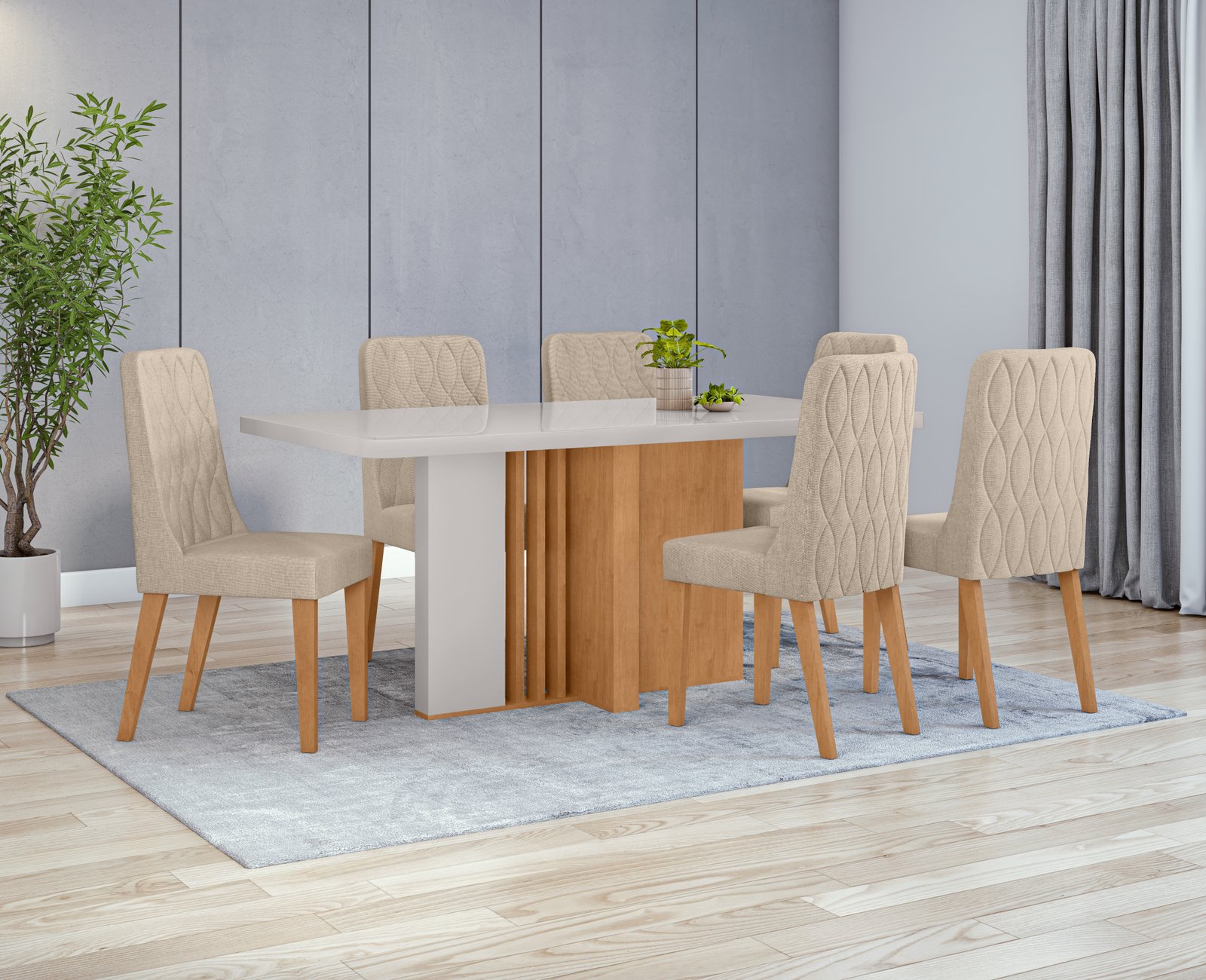 Mesa Astrid Maxi C/vid 170 cm c/ 6 Cadeiras