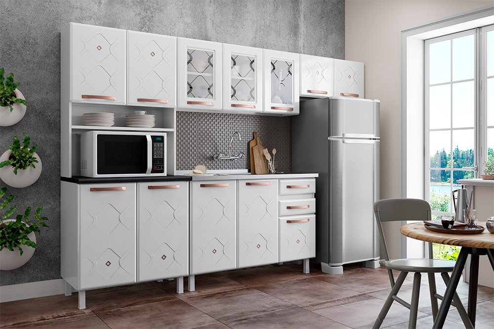 COZINHA COMPACTA 63 MIRAGE NEW BRANCA P/MICRO 3 VID