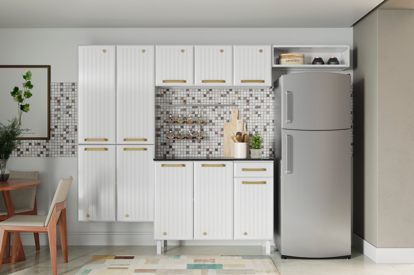 COZINHA COMPACTA 25 DIAMANTE NEW SMART BRANCA COM BALCAO 1GV