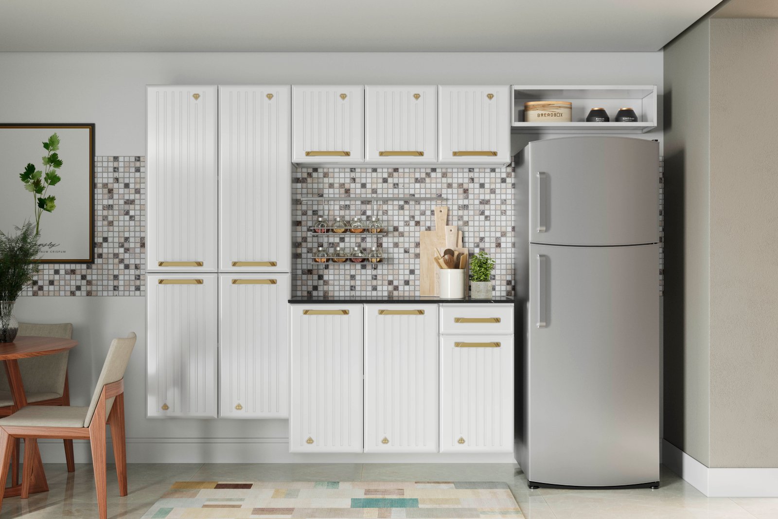 COZINHA COMPACTA 27 DIAMANTE NEW SMART BRANCO - C/BALC SUSP