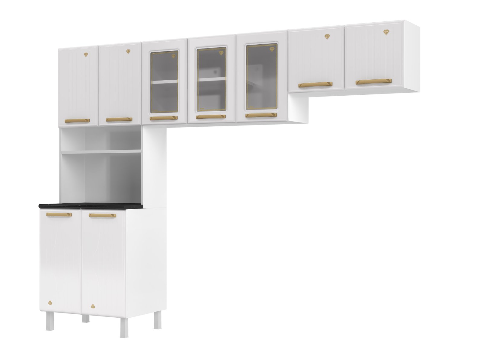 COZINHA COMPACTA 44 DIAMANTE NEW BRANCA - 3 VID KIT P/MICROONDAS