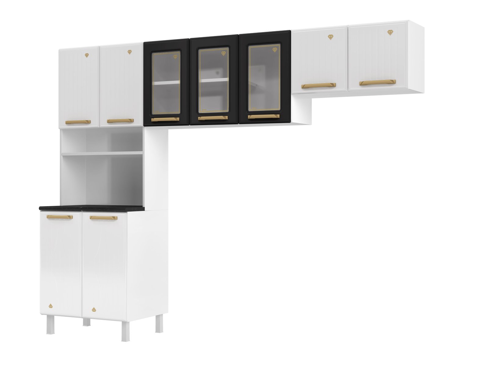 COZINHA COMPACTA 44 DIAMANTE NEW PRETA - 3 VID KIT P/MICROONDAS