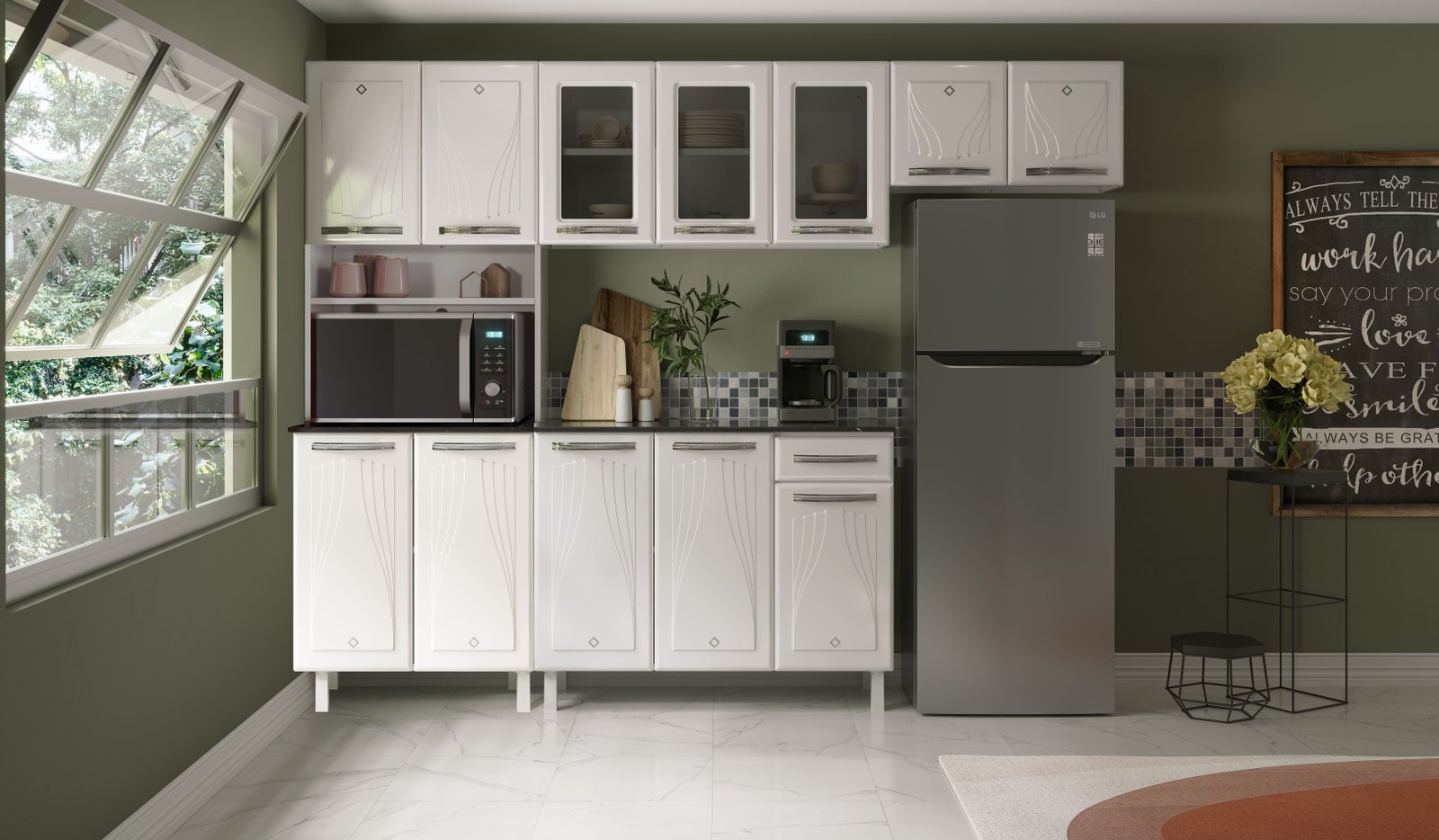 COZINHA CRISTAL COMPACTA 44 BRANCO - 3 VID KIT P/MICROONDAS