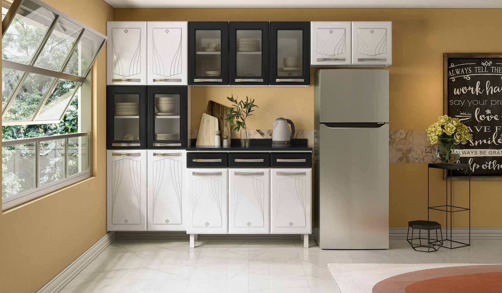 COZINHA CRISTAL COMPACTA 61 PRETO - 5 VID