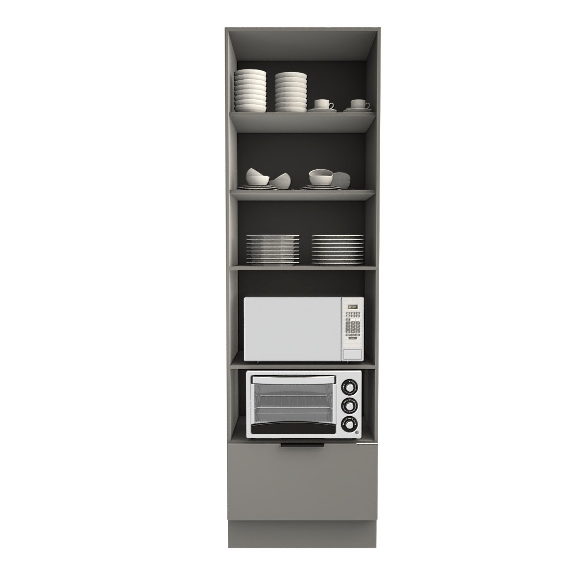 PANELEIRO LUMINA 700MM C/ROD P/MICRO E FORNO 2PT C/V 1GV CINZA/CINZA