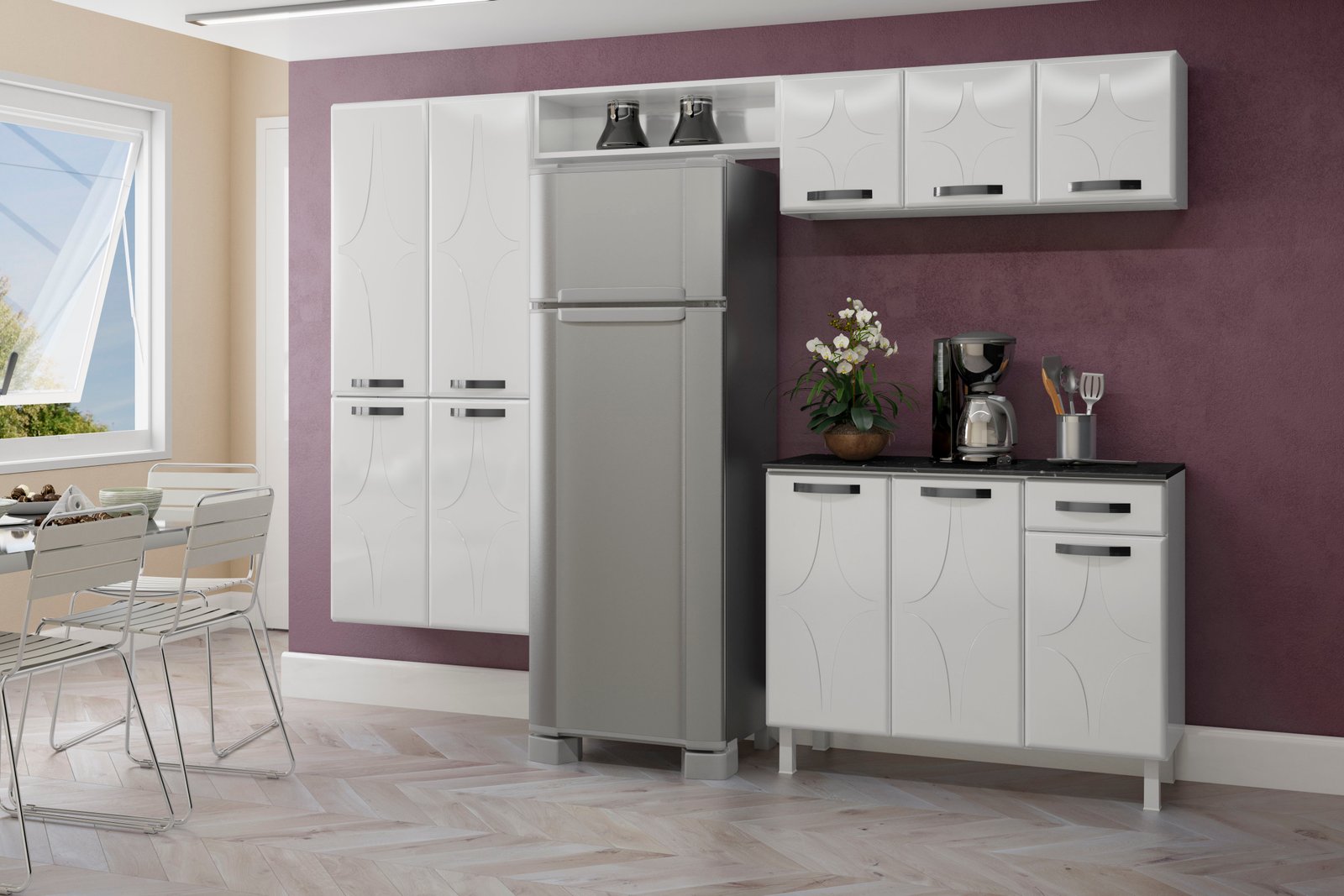 COZINHA CLEAN SMART COMPACTA 25 BRANCA COM BALCAO 1GV LASER ELETRO